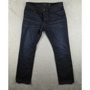 John Varvatos USA Jeans Mens 36R (35x30) Blue Straight Regular Fit Button Fly